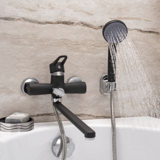 Смеситель для ванны с душем РМС SL77BL-006E чёрный